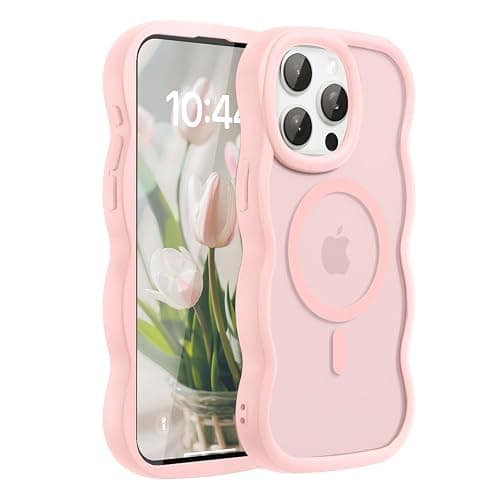 Amzfield for iPhone 15 Pro Case, Compatible with Magsafe Wavy Frame Magnetic Cute Magnetic Design Translucent Matte Hard Back Silicone Bumper Shockproof Phone Case for iPhone 15 Pro Women Girls, Pink thumbnail 8