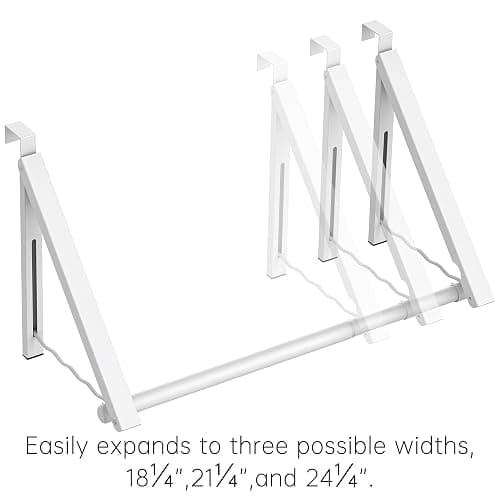 Hleelomi Over The Door Drying Racks for Laundry, Expandable Foldaway Clothes Rail, Suitable for Doors in Bedrooms, Dorms, and Bathrooms, White 2 Rack and A Rod thumbnail 5