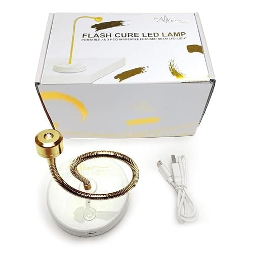 ALLKEM Flash Cure UV Light - Gooseneck Led Nail Lamp for Gel Polish - Professional & Home Use Nail Light & Dryer - Wireless, Cordless & Rechargeable Curing Lamp (3W - Gold) thumbnail 5