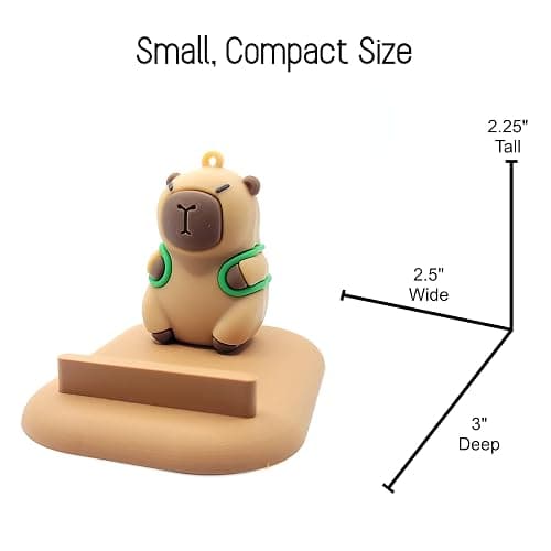 HomeCozi Capybara Phone Stand (Turtle Backpack) - Sturdy Universal Holder for Smartphones, iPhone & Android - Cute Animal Desk Accessory, Novelty Kawaii Decor Gift for Capybara Lovers thumbnail 2