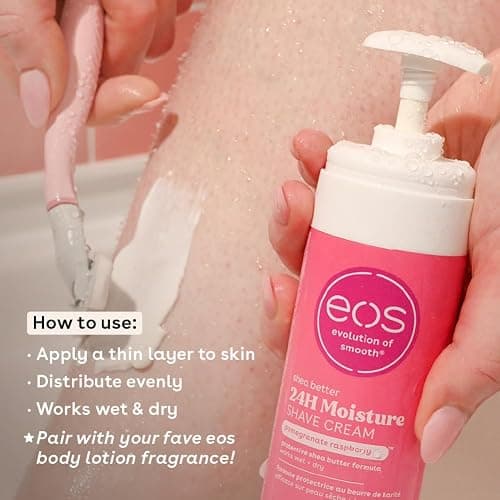eos Shea Better Shave Cream- Pomegranate Raspberry, Shea Butter Skincare, Shaving Cream for Women, 14 fl oz, 2-Pack - Pomegranate Raspberry - 7 Fl Oz (Pack of 2) thumbnail 3