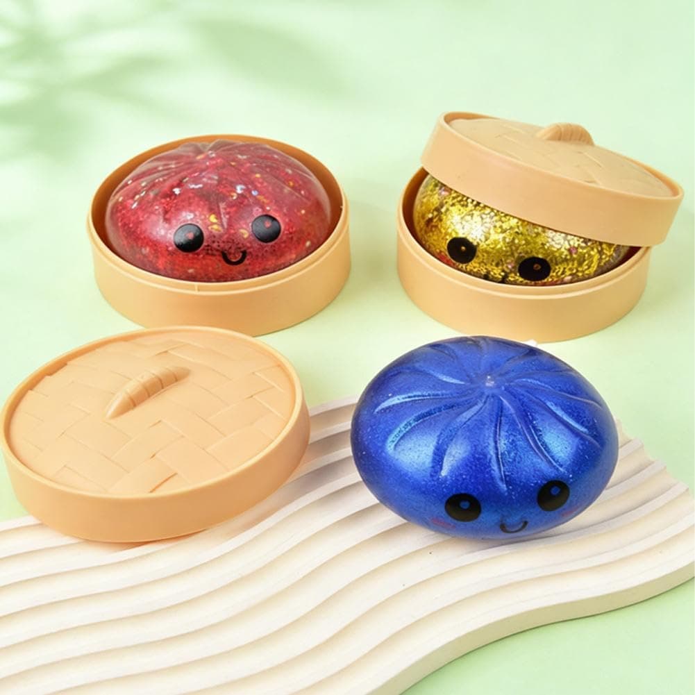 Mystery Dumplings Squish-y, Giant Glitter Dumplings, Mega Rainbow Dumplings, Cute Glitter Dumplings Squish-y Large Anxiety Relief Fidget, Soft Squeez-e Decompression Dough Gifts (Gold) thumbnail 2