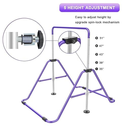 RINREA Gymnastic Bars for Kids with Adjustable Height, Folding Gymnastic Training Kip Bar, Expandable Horizontal Bar for Home thumbnail 4