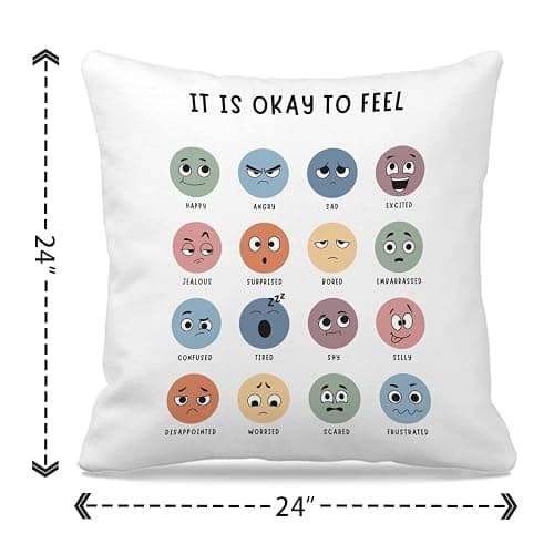Nogrit Counseling Office Must Haves Pillow Cover, Calming Corner, Mental Health Pillowcase Decor for Home Kids,Mental Health Counselor Gifts, Calming Corner Pillow Covers 24x24 White thumbnail 3