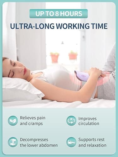 Slimpal Menstrual Heating Pad for Cramps, Portable Cordless Heating Pad for Period Pain Relief, Electric Wearable Heat Belt, Up to 8 Hours Constant Working, Gifts for Women Girl, Purple thumbnail 4