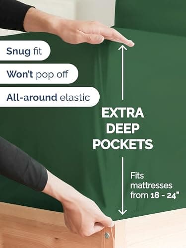Extra Deep Pocket King Sheets - 4 Piece Breathable & Cooling Bed Sheets - Hotel Luxury Bed Sheet Set - Soft, Wrinkle Free & Comfy - Easily Fits Extra Deep Mattresses - Deep Pocket Emerald Green Sheets thumbnail 3