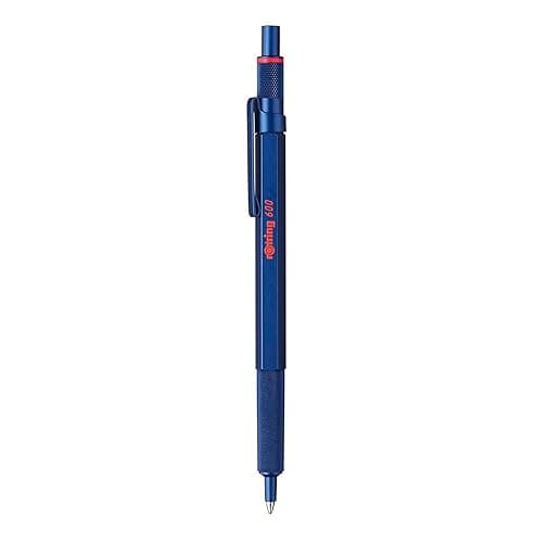 rOtring 600 Ballpoint Pen, Medium Point, Black Ink, Blue Barrel, Refillable - Blue