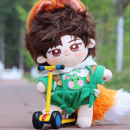 niannyyhouse 20cm Plush Doll Clothes Frog Puppy Lamb Penguin Hoodie Strap Pants 8in Soft Stuffed Plush Toy Dress up (a-1) thumbnail 4
