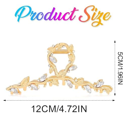 CAKURE Fancy Hair Clips Rhinestone Gold Claw Clip Sparkly Hair Accessories for Women (Pack of 2) (a-gold&silver) thumbnail 6