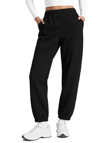 CRZ YOGA Cotton Fleece Lined Jogger Sweatpants Women 28" - Casual Lounge Travel Pants with Pockets Winter Warm - Image 1