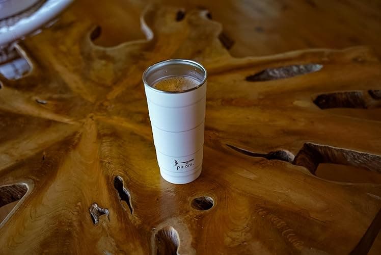 Pirani 26oz Insulated Stackable Tumbler - Skinny-Wall Triple Vacuum Insulation Cup with Version 2.0 Air-Tight, Screw-On Lid Lid - Space Saving Design - Great White thumbnail 2