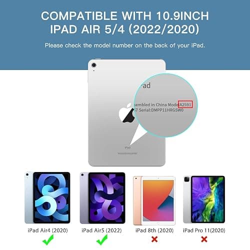 LovRug for iPad Air 11 Inch Case (M2) 2024, iPad Air 5th Generation Case 2022/iPad Air Cases 4th Generation 2020 10.9 Inch with Pencil Holder, Soft TPU Back Smart Protective Cover(White) thumbnail 2