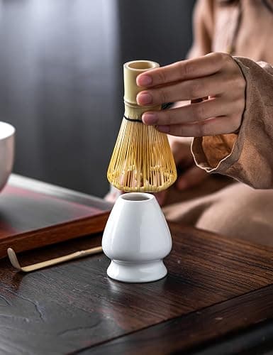 TANG PIN Matcha Set - Match Bowl and Whisk,15 OZ, Matcha Scoop | Matcha Whisk Stand (Chasen Holder) - 4pc Perfect Matcha Kit for Matcha Tea Ceremony (White) thumbnail 3