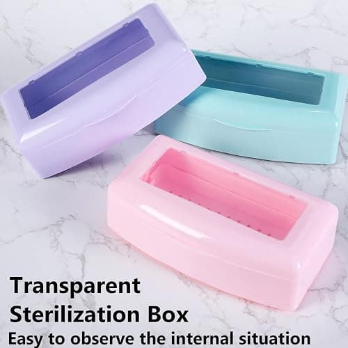 Machine-Ya Plastic Sterilizing Tray,Sterilization Box,Nail Art Tool Sterilizer Tray, Sterilizer Tray Box Nail Art Salon Sterilizing Too（Pink） - pink thumbnail 7