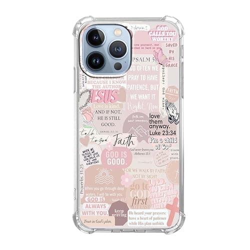 Case for iPhone 13 Pro Max with Christian Design,Jesus Bible Verse Christian Quotes Collage,Soft TPU Bumper Case for iPhone 13 Pro Max,#7 - Image 1