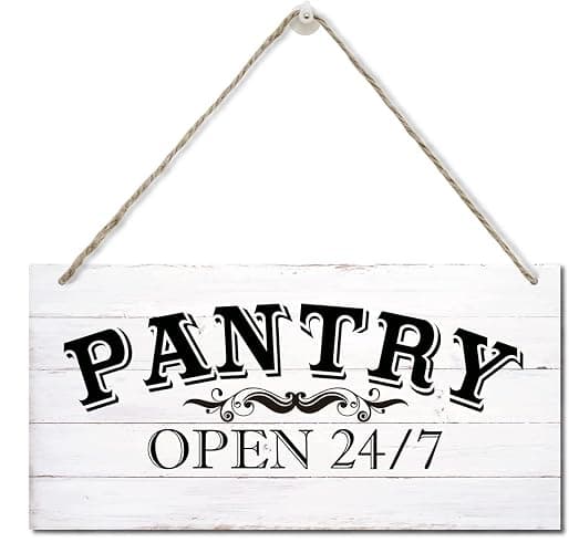 Farmhouse Themed Wood Sign - Pantry Room Decor, Vintage Wall Art with Quotes, Size 12" x 6" - Image 1