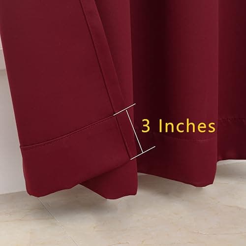 Pickluc Burgundy Blackout Curtains with Grommet 84 Inches Long 2 Panels, Light Blocking Window Drapes for Living Room, Thermal Insulated, Noise Reduction, Privacy Protection, 52" Wide x 84" Length thumbnail 4