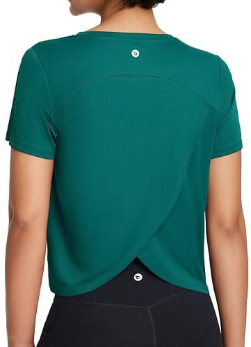 baleaf Women's Athletic Sun Shirts Short Sleeve Running Tops Workout Cropped Split Back UPF 50+ Quick Dry Lightweight - Image 1