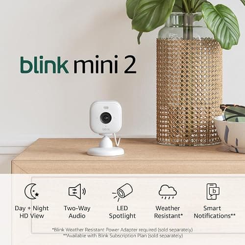Blink Mini 2 — Home Security & Pet Cameras with HD video, color night view, motion detection, two-way audio, and built-in spotlight — 2 cameras (White) thumbnail 6