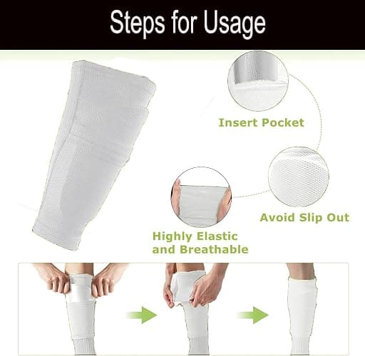 Soccer Shin Guards for Kid Youth Teen Adult - Shin Guards Sleeves with Inserted Pocket Cushion Protection Reduce Shocks and Injuries for TeamSports thumbnail 5