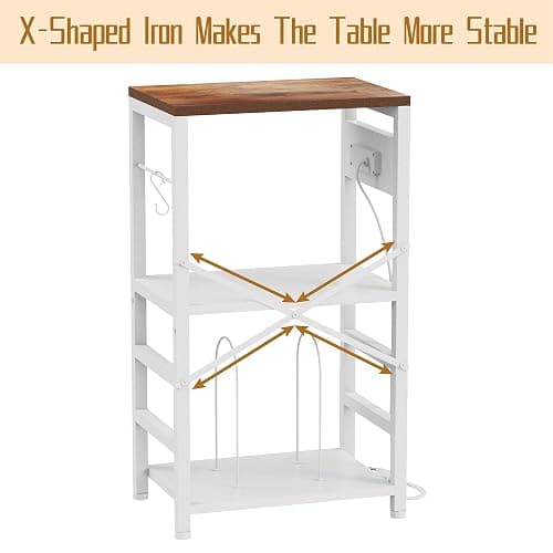 YAKANJ End Table with LED Light,Record Player Stand with Charging Station,Vinyl Records Storage,Turntable Stand Albums Storage for Music Room Studio-Industry White thumbnail 9