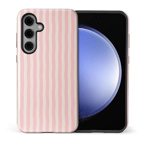 ilikediy for Samsung Galaxy S24 Plus Case,HL2 Pink Stripes Hybrid 2 Layer Hard Shell Silicone Protective Pattern Design Case - Image 1