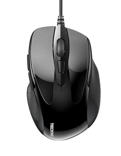TECKNET USB Wired Mouse, 6-Button Corded Computer Mouse with 4 Adjustable DPI, Optical Computer Mice with Ergonomic Design and 5FT Cord for Laptop, Chromebook, PC, Desktop, Mac, Notebook-Black - Image 1