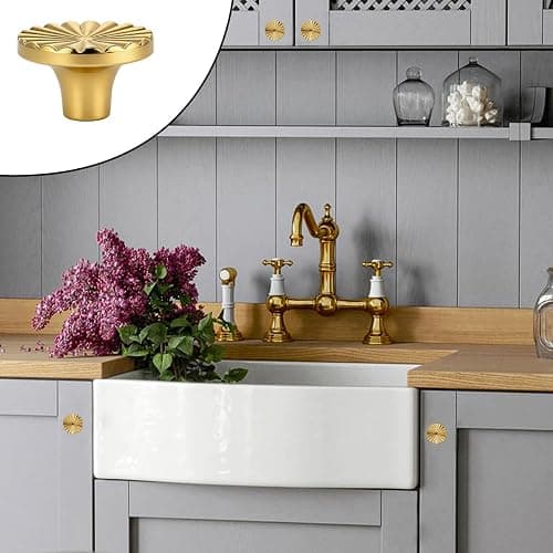 AddLotLot 12 PCS Golden Cabinet knobs Round Golden Cabinet Knobs Kitchen Cabinet Pulls Round Knobs Handles for Kitchen, Bedroom, Bathroom, Vanity Cabinets, Furniture Decoration Accessories thumbnail 6