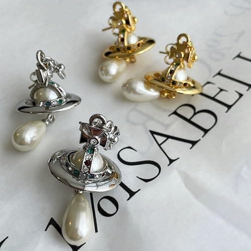 ZHOUMEIWENSP Silver Saturn NANA Earrings Planet Dangle Earrings Space Hypoallergenic Punk Earrings for Women thumbnail 7