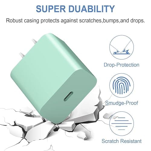 USB C Charger Block iPhone Charger Block Type C Charger 2-Pack for iPhone 16/16 Plus/16 Pro/16 Pro Max/iPhone 15/15 Plus/15 Pro/15 Pro Max/iPhone 14/14 Pro Max/13/13 Mini/12 Pro Max/Samsung(Green) thumbnail 4