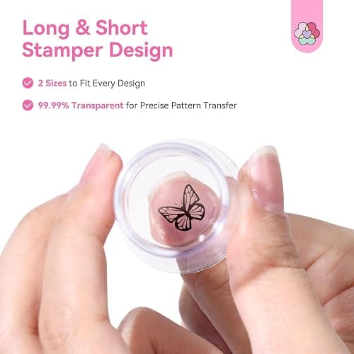 Saviland French Tip Nail Stamp: 4PCS Nail Art Stamper Kit Clear Silicone Nails Stamping Long & Short Jelly Stamper with Scrapers Nails Stamper Kit for French Manicure Home DIY Salon thumbnail 6
