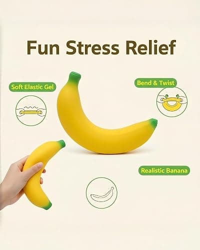 Stretchy Glue-Sand Filled Rubber Banana, Latex Soft Decompression Toy, High-Elastic Stretchable Squishy Banana Toy, Decompression Toy for Adults and Children (Bananas -2 Pack) thumbnail 6