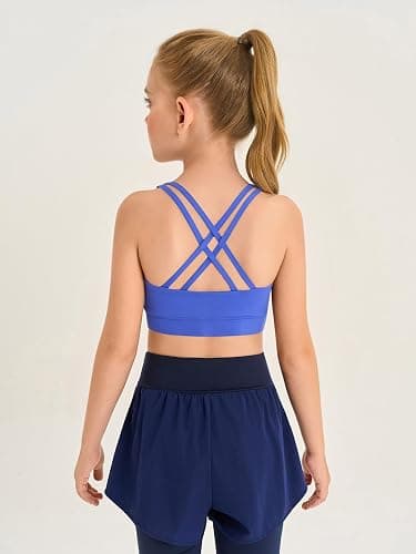 Haloumoning Girls Training Bra Kids Strappy Scoop Neck Bras Yoga Sports Comfort Dance Crop Top 5-14 Years thumbnail 3