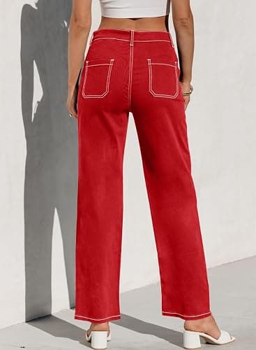 Sidefeel Women's Cargo Jeans Casual Loose Mid Rise Wide Leg Denim Pants thumbnail 4