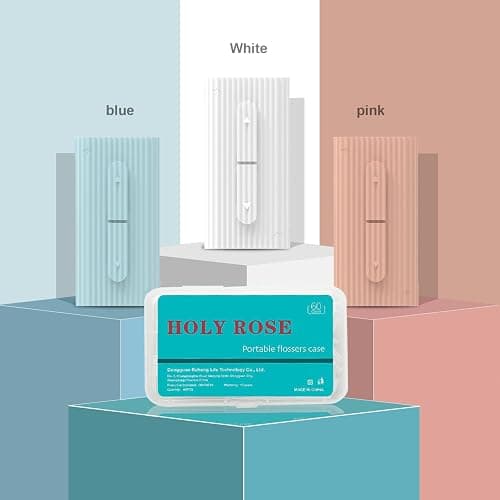 Holy rose Portable Dental Floss Picks Dispenser 2 Box,Travel Floss Case with Adult Floss Sticks 80Count,Portable Flosser Toothpick Perfect for Home,Travel Cleaning Teeth,Tool for Oral Care(Blue thumbnail 8
