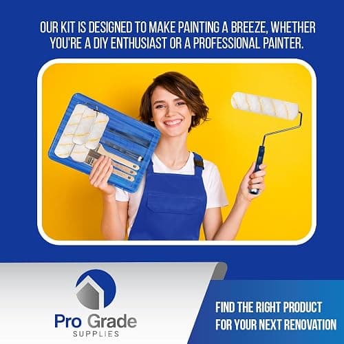 Pro Grade Paint Roller Kit, Brush & Roller,10 Piece Set, Wall Painting Naps for Professionals & Homeowners - All Paints & Stains, Washable, Reusable, Easy to Clean, Superior Absorbency. thumbnail 4