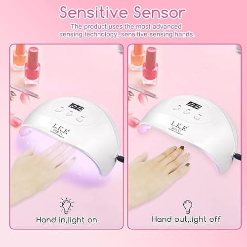 Wisdompark 72W UV LED Nail Lamp, UV Light for Gel Nails with 15 Beads Curing lamp 3 Timer Nail Dryer, LCD Display, Auto Sensor, Professional Nail Lamps for Gel Polish for Advanced DIY at Home thumbnail 3