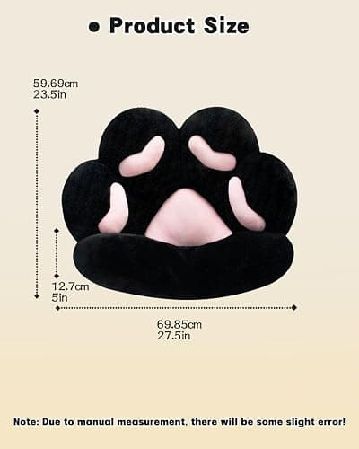 MOONBEEKI Cat Paw Cushion Chair Comfy Kawaii Plush Seat Cushions Shape Lazy Pillow for Gamer Chair 28"x 24" Cozy Floor Cute Seat Kawaii for Girl Worker Gift, Dining Room Bedroom Decorate Black thumbnail 3