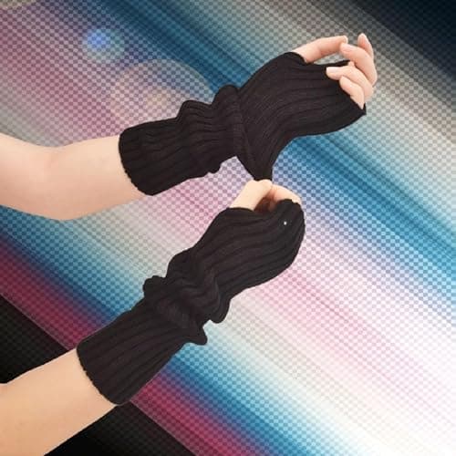 VTTDB Arm covers cute women kawaii japanese harajuku Y2k Arm Warmer for Girls Goth Gloves Fingerless Knitted Arm Sleeve thumbnail 5