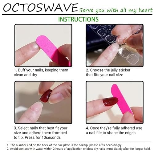 Octoswave Medium Press on Nails Almond Fake Nails French 3D Flowers Artificial Nail Pearl Stick on Nail for Women 24pcs thumbnail 6