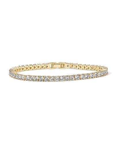 PAVOI 14K Gold Plated 3mm Cubic Zirconia Classic Tennis Bracelet | Gold Bracelets for Women - Image 1