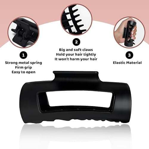 Square Claw Clip for Thick or Fine Hair – Non-Slip Cozy Silicone Hair Clip, Flexible & Unbreakable Hair Claw, Lightweight Matte Finish, Strong Hold All Day (White) thumbnail 3