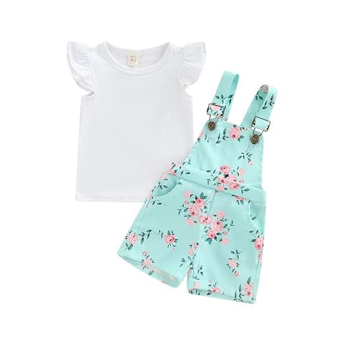 Kids Baby Girl Summer Clothes T-Shirt Tops Suspender Overalls Shorts Toddler Infant Outfit - Image 1
