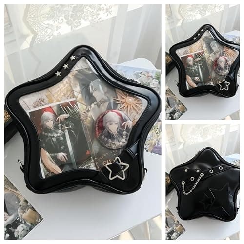 Vobomo Kawaii Ita Bag Backpack Star Pins Display Crossbody Bag with Insert Y2k Aesthetic Cute Handbag for Anime Comic Con (Black) thumbnail 3
