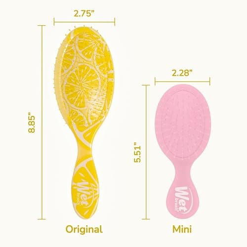Wet Brush Original Detangler, Lemon (Tutti Fruitti), Ultra-Soft IntelliFlex Bristles Glide Through Tangles, Detangling Hair Brush, All Hair Types (Wet & Dry), Women & Men, Limited Edition thumbnail 6