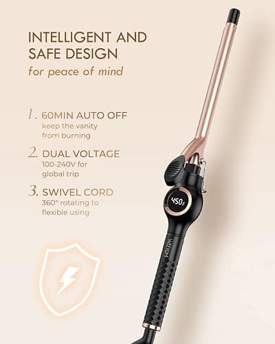 Small Curling Tongs 13mm, Curling Iron 1/2 Inch Barrel, Tiny Curling Wand for Short Hair, Ceramic Tourmaline Hair Curling Iron Dual Voltage thumbnail 6