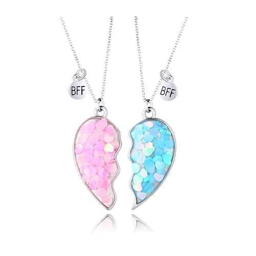 DOYYCA Best Friend Necklace for 2 Girls Magnetic Matching Friendship Necklace Half Heart Pendant BFF Necklaces for Sister - Image 1