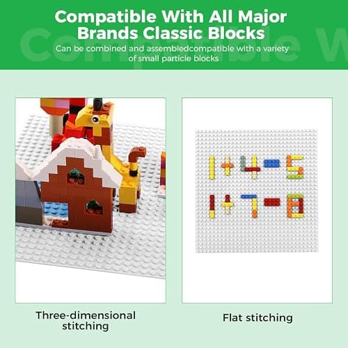 Etarnfly Classic Baseplates Building Plates-10" x 10" Building Boards,100% Compatible with All Major Brands and Activity Table, Creative Platforms Mats for Toy Bricks (White, 8 Pack) thumbnail 3