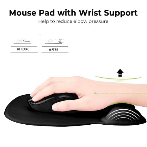 EooCoo Ergonomic Mouse Pad with Wrist Support, Mousepad with Memory Foam Wrist Rest and Non-Slip Base for Computer, Cafe, Home & Office, 9.64 x 8.26 in Office Desk Accessories thumbnail 2