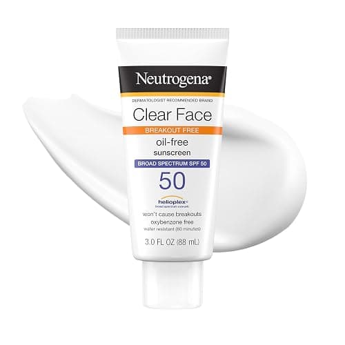 Neutrogena Clear Face Sunscreen Lotion SPF 50 for Acne-Prone Skin Broad Spectrum UVA UVB Protection Oil-Free No-Fragrance No-Oxybenzone Water-Resistant Daily Face Moisturizer, 3 fl oz - Image 1